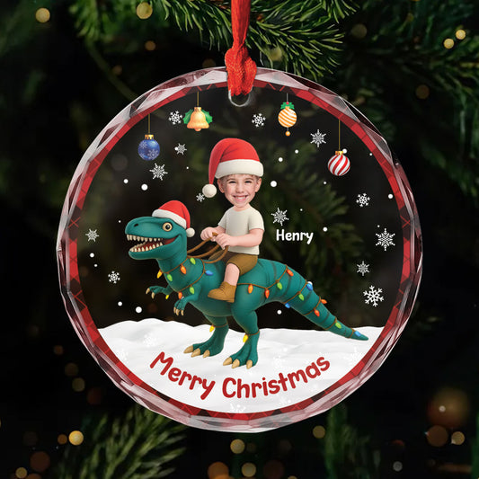5736OUS1 personalized christmas gifts for kids glass dinosaur ornament 5736OKHQK