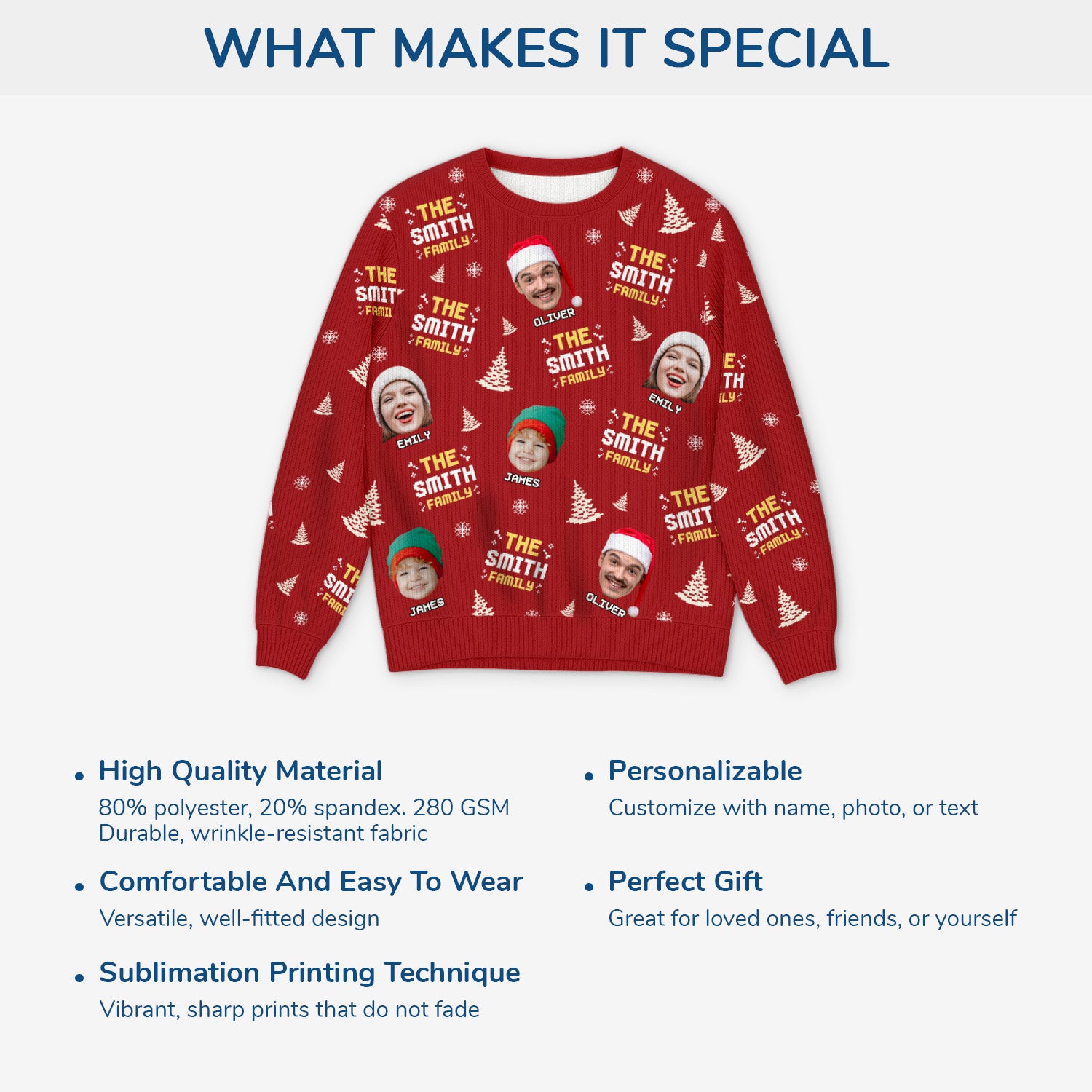 5743WUS5 custom ugly christmas sweater with faces funny gifts for family 5743WTMMI