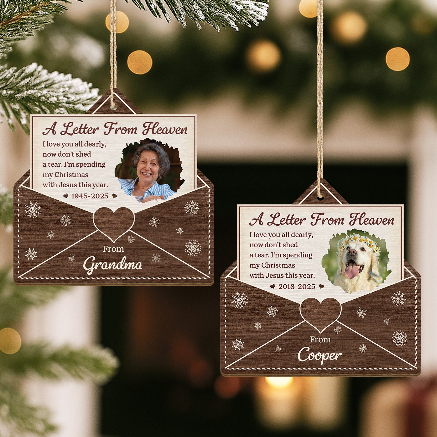 5747OUS2 custom photo memorial gifts a letter from heaven 1 layered wood xmas ornaments 5747O6VZA