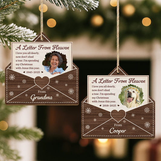 5747OUS2 custom photo memorial gifts a letter from heaven 1 layered wood xmas ornaments 5747O6VZA