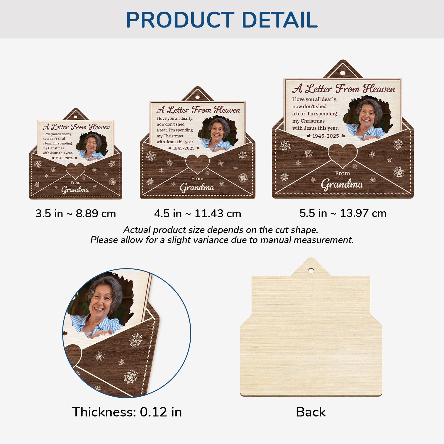 5747OUS3 custom photo memorial gifts a letter from heaven 1 layered wood xmas ornaments 5747O6VZA