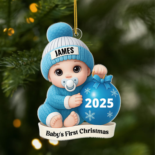 5752OUS1 3d printing effect personalized acrylic babys 1st christmas ornament 5752OKVMK