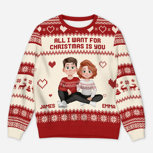 5754WUS1 custom couple gifts all i want for christmas is you ugly sweater 5754WKQMG