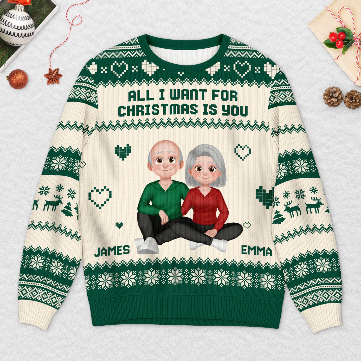 5754WUS2 custom couple gifts all i want for christmas is you ugly sweater 5754WKQMG