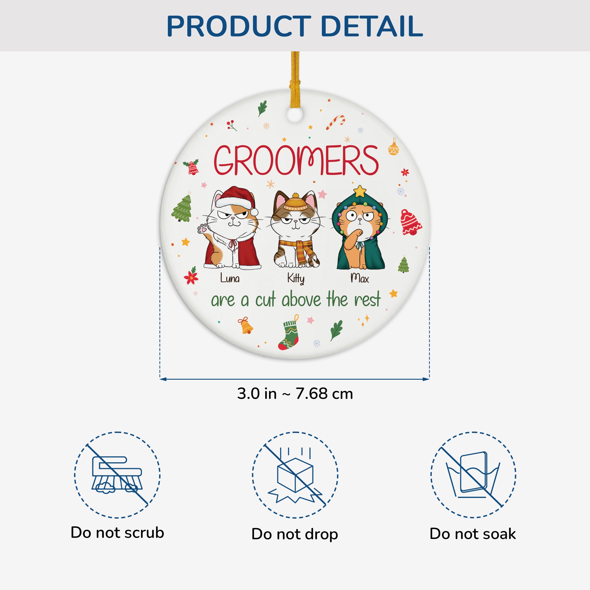 5756OUS3 personalized ceramic christmas ornaments gifts for cat groomers_ 5756O6VQD