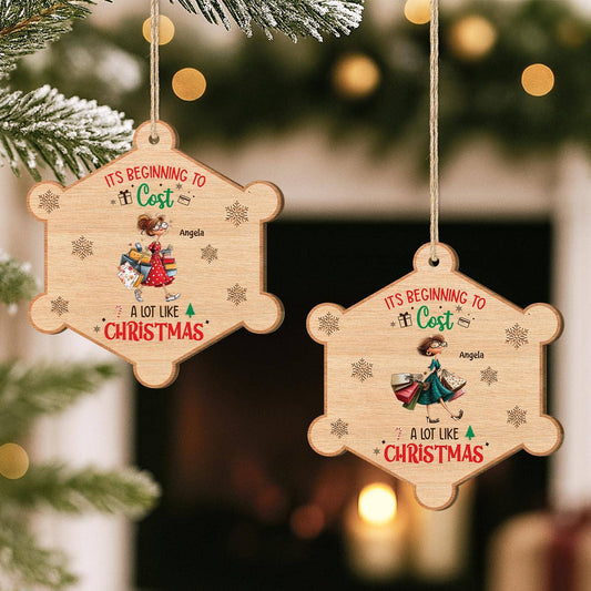 5762OUS2 custom gifts for her 1 layered wood shopping christmas ornaments_ 5762OTZCA