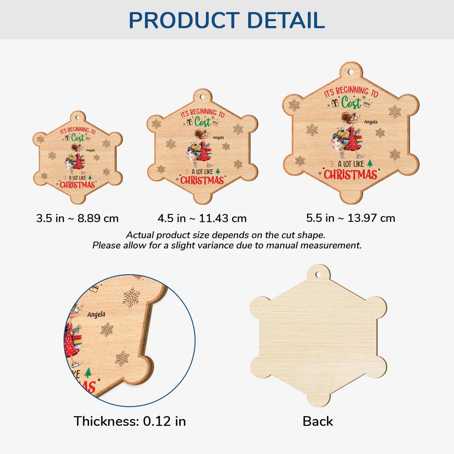 5762OUS3 custom gifts for her 1 layered wood shopping christmas ornaments_ 5762OTZCA