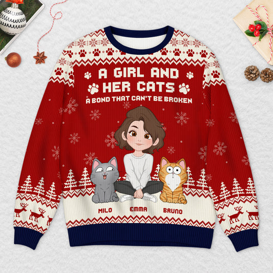 5763WUS2 custom gifts for cat lovers owner and cat ugly christmas sweater 5763W8WTD