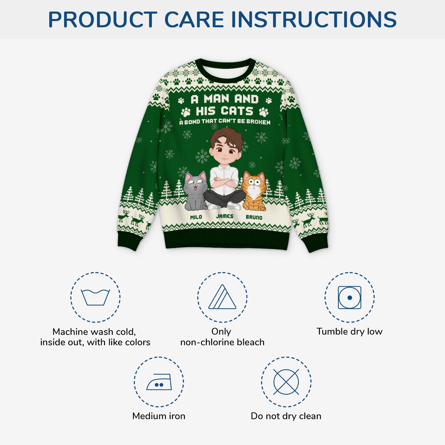 5763WUS4 custom gifts for cat lovers owner and cat ugly christmas sweater 5763W8WTD