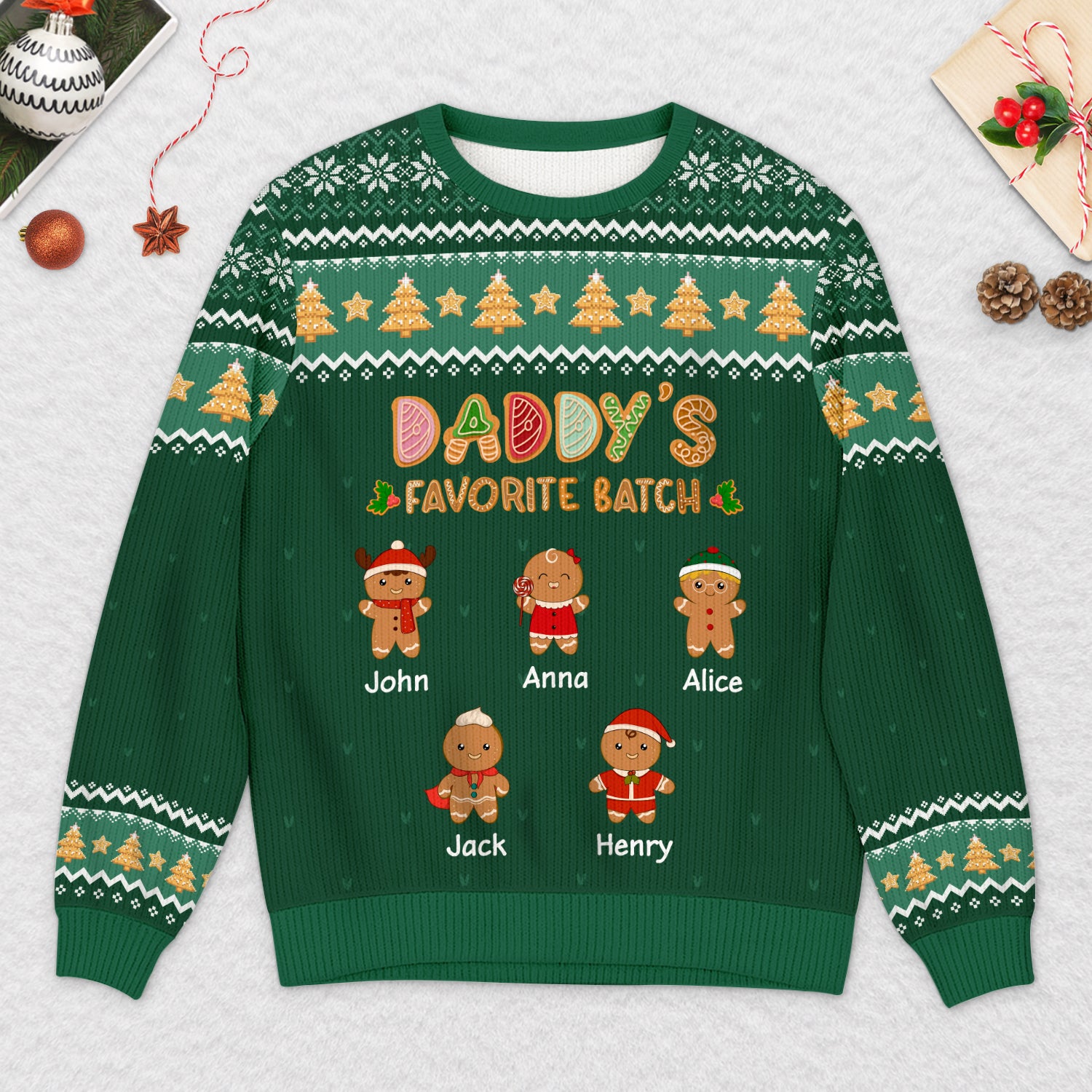 5764WUS2 custom gifts for grandparents gingerbread man ugly christmas sweater 5764WKZZA