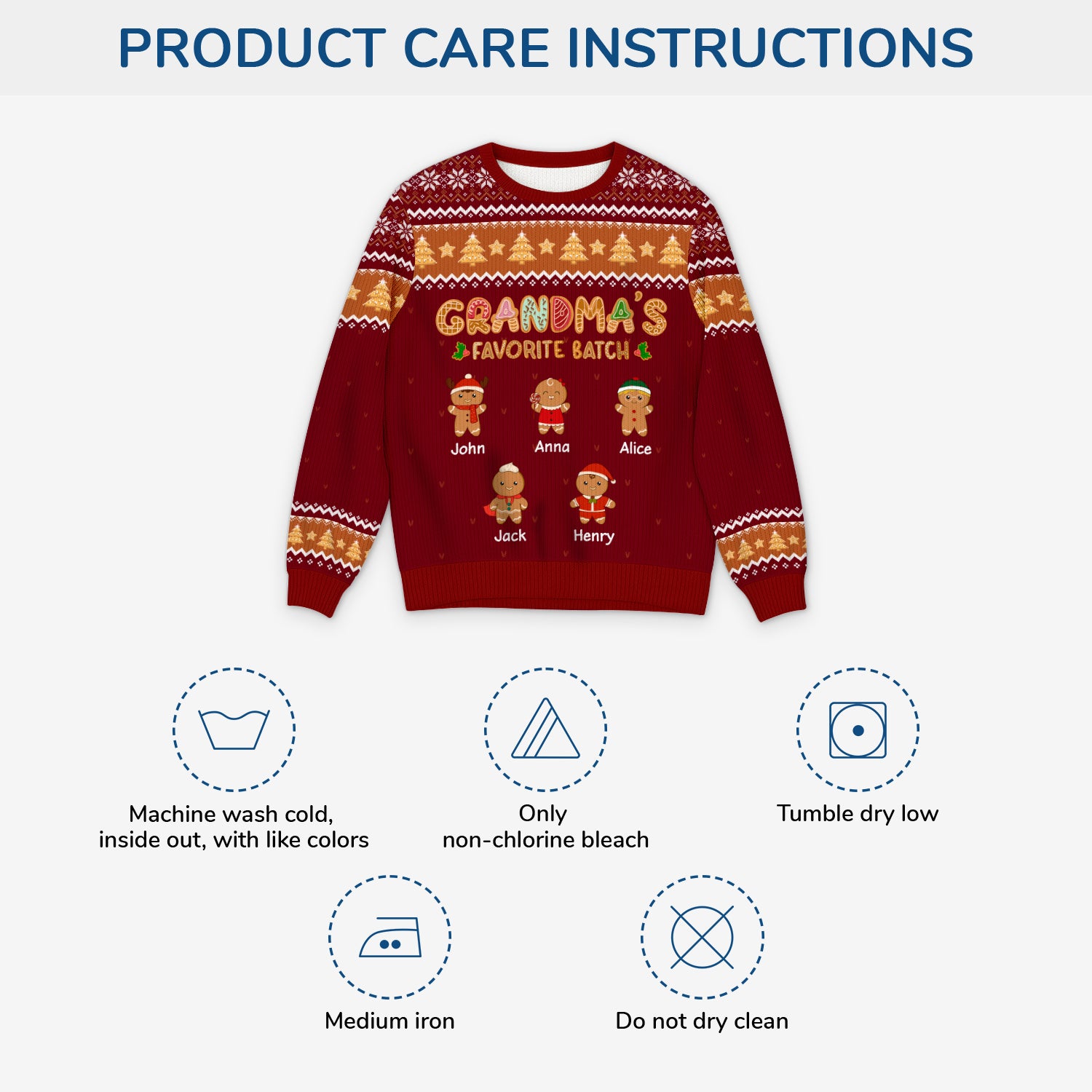 5764WUS4 custom gifts for grandparents gingerbread man ugly christmas sweater 5764WKZZA