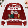 5766WUS2 custom gifts for cat lovers couple with cat ugly christmas sweater 5766WKLZD