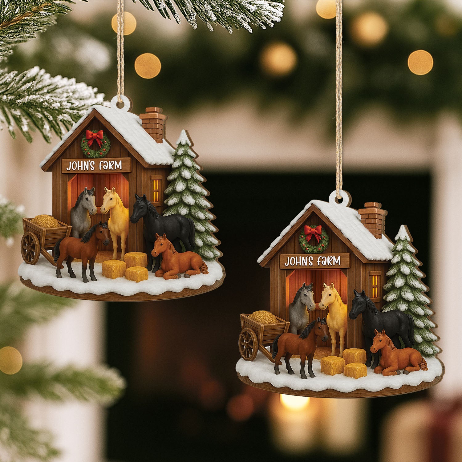 5767OUS2 3d printing effect custom 1 layered wood ornament horse lovers gifts 5767O3LQU