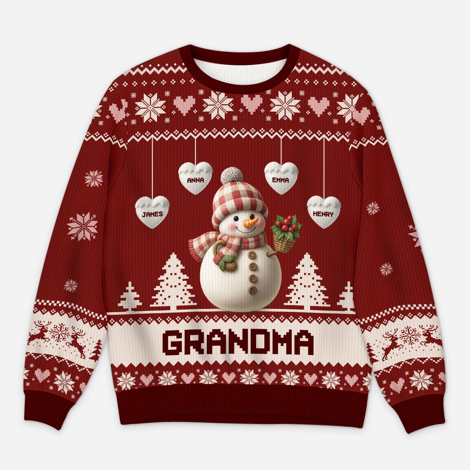 5771WUS1 personalized gifts for grandma ugly christmas sweater snowman 5771W8TZA
