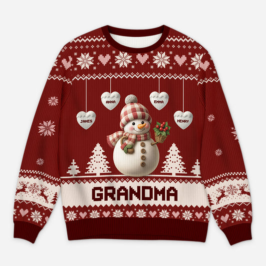 5771WUS1 personalized gifts for grandma ugly christmas sweater snowman 5771W8TZA
