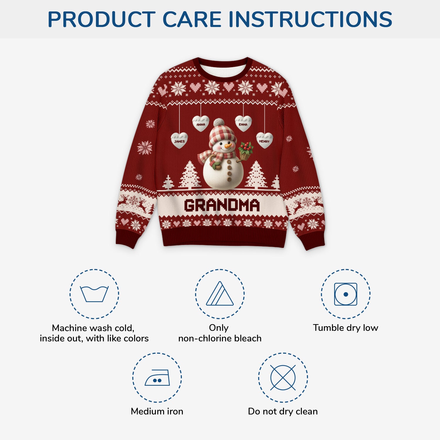 5771WUS4 personalized gifts for grandma ugly christmas sweater snowman 5771W8TZA