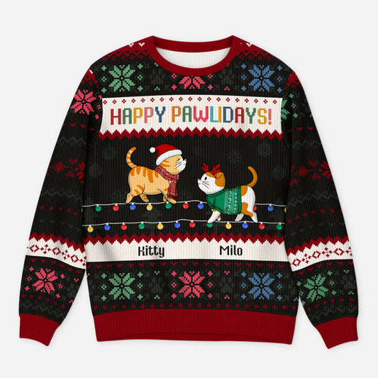 5774WUS1 personalized cat lover gifts meowy catmas ugly christmas sweater 5774W8QND