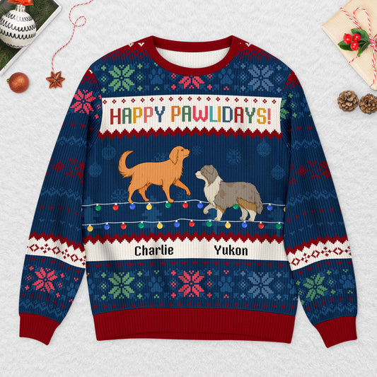 5774WUS2 personalized dog lover gifts happy pawlidays ugly christmas sweater 5774W8QNC