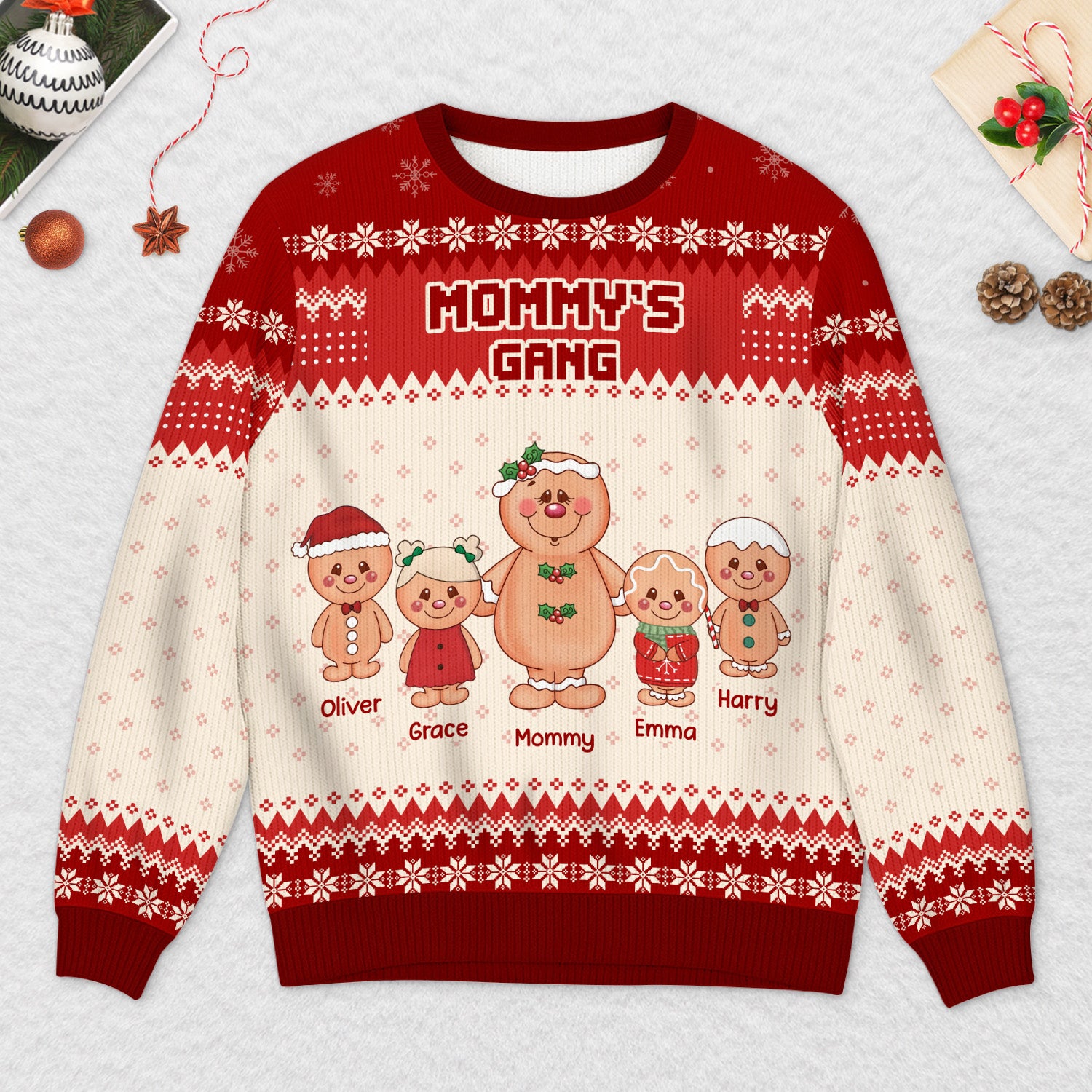 5775WUS2 custom gifts for dad gingerbread man ugly christmas sweater 5775WKQTB