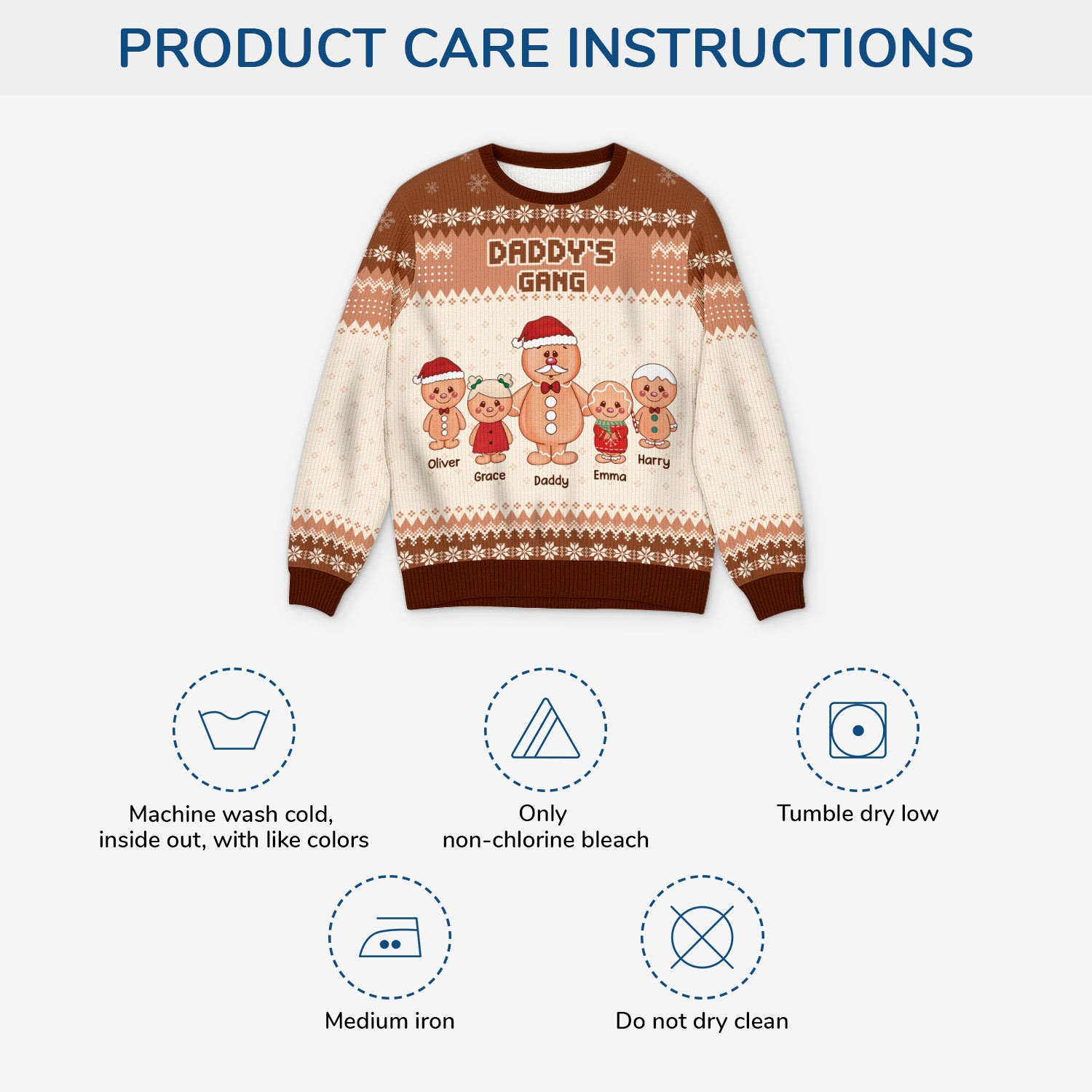 5775WUS4 custom gifts for dad gingerbread man ugly christmas sweater 5775WKQTB