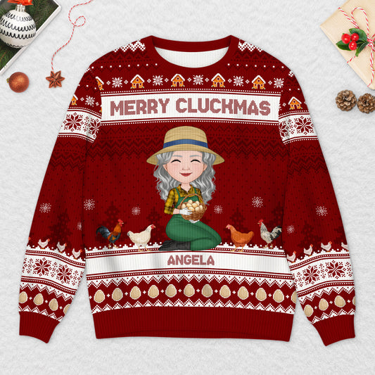 5777WUS2 custom gifts for her merry cluckmas chicken ugly christmas sweater 5777W3TMA