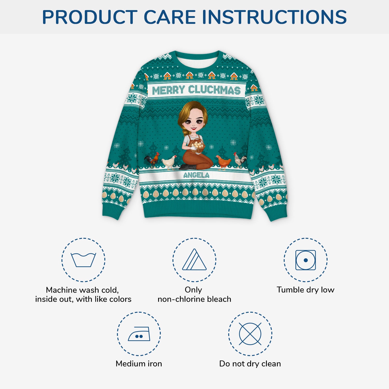 5777WUS4 custom gifts for her merry cluckmas chicken ugly christmas sweater 5777W3TMA