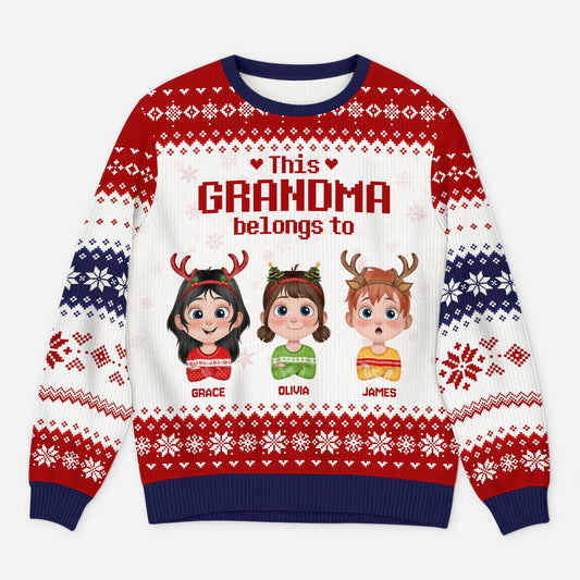 5779WUS1 custom grandparent gifts ugly christmas sweater with grandkids names 5779W8YNA