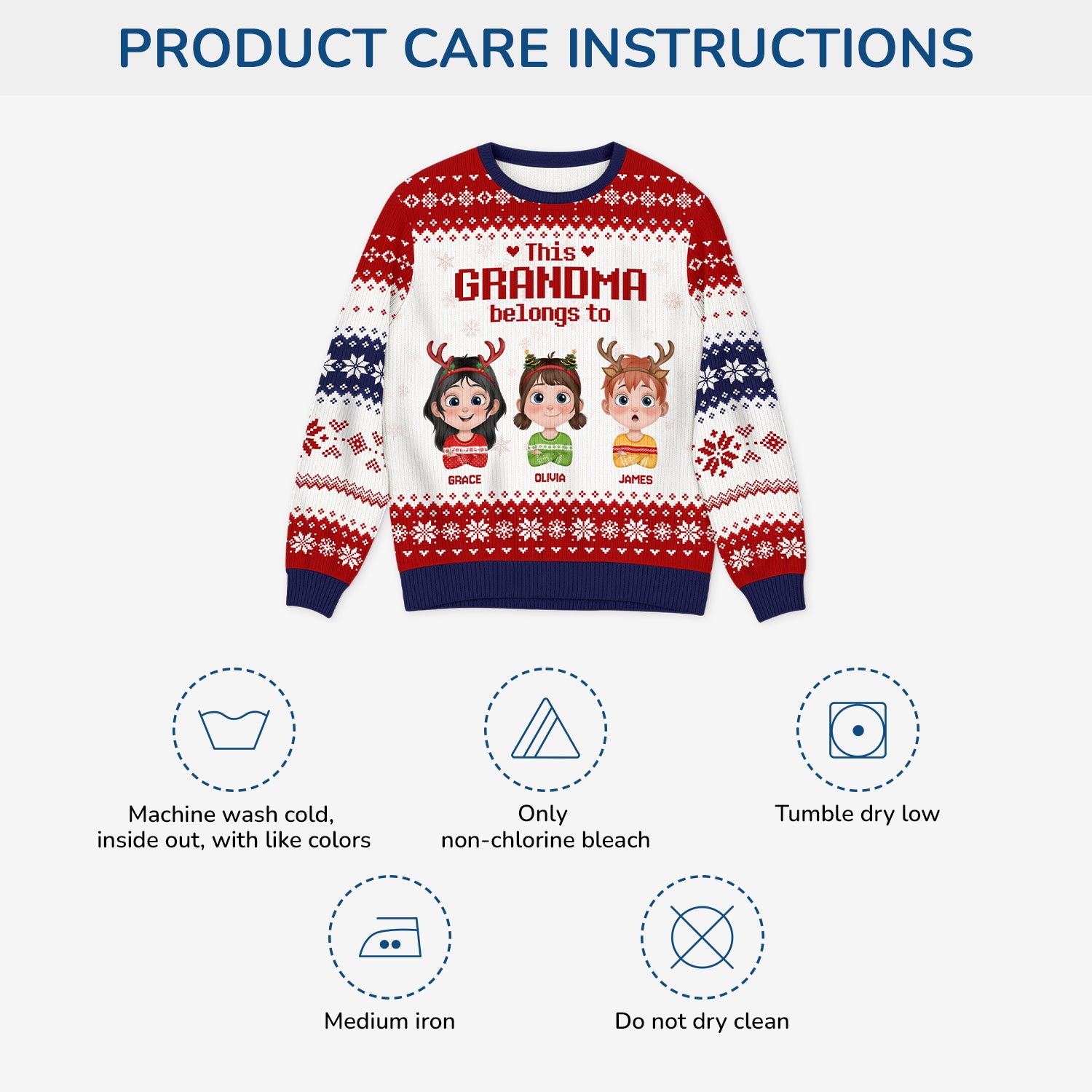 5779WUS4 custom grandparent gifts ugly christmas sweater with grandkids names 5779W8YNA