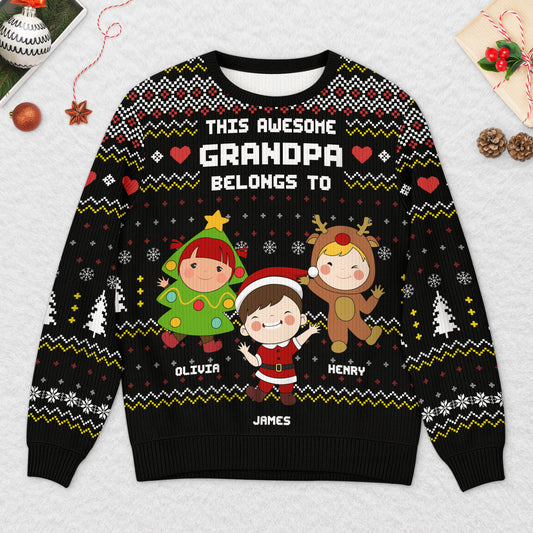5781WUS2 personalized grandparent gifts ugly christmas sweater with grandkids 5781WTLTA