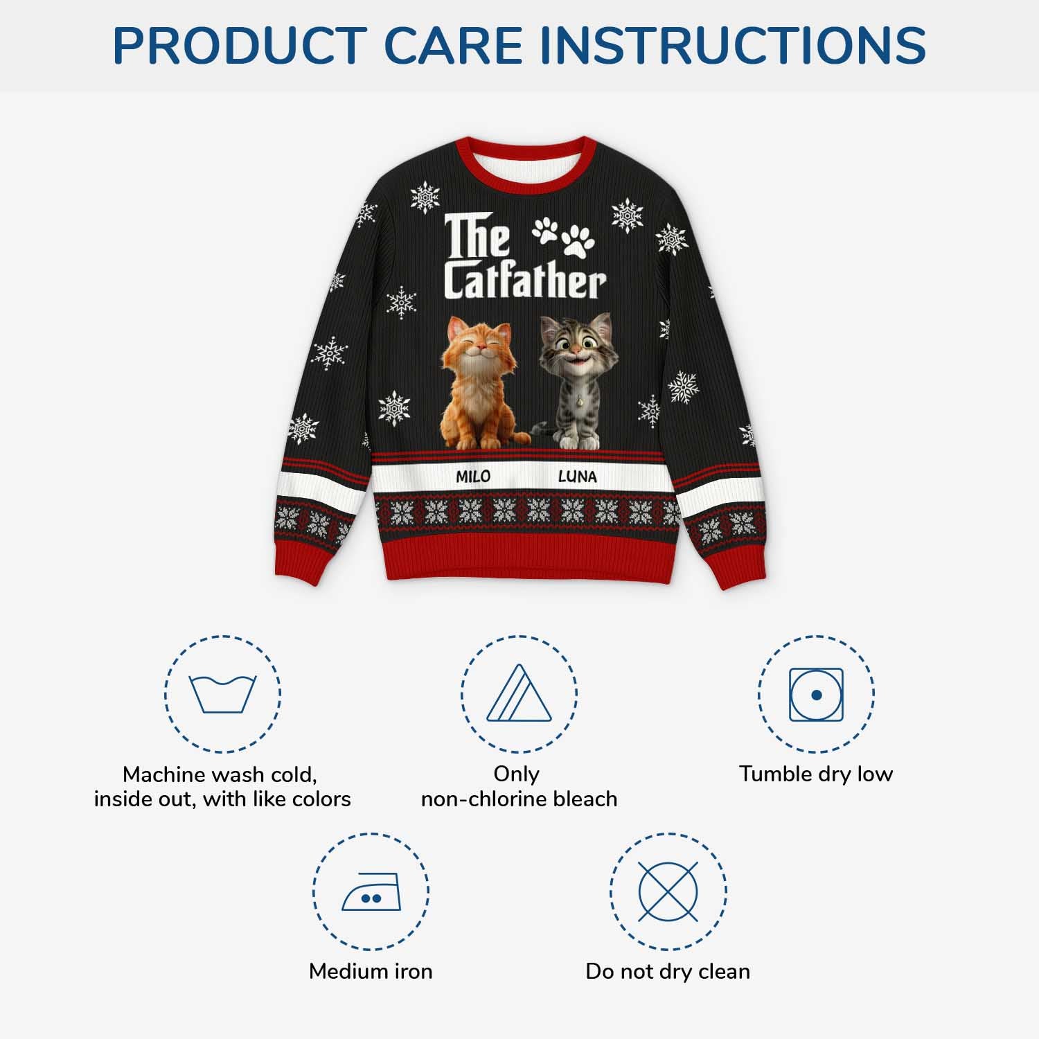 5782WUS4 custom cat gifts for humans the catfather ugly christmas sweater 5782WKFCD