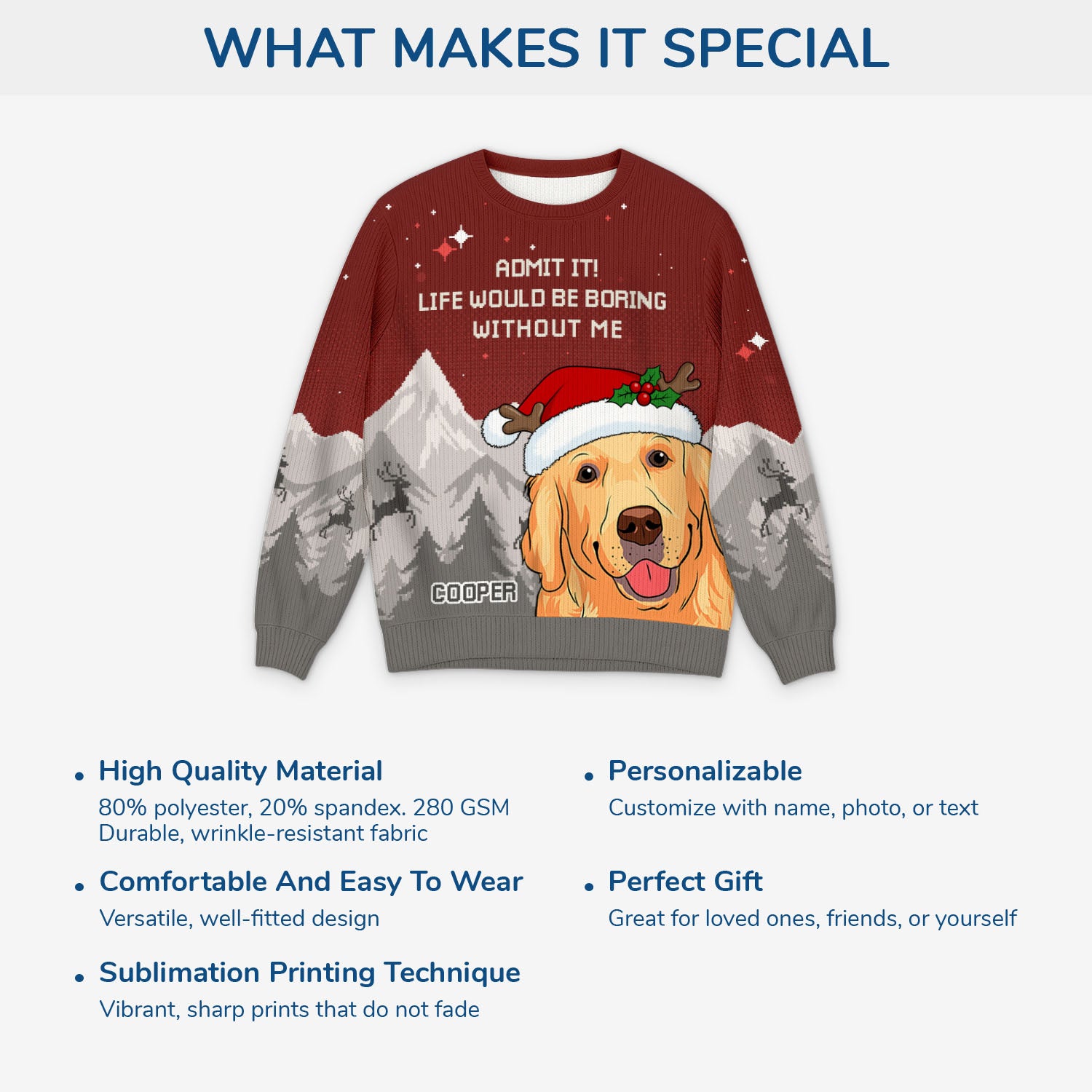 5784WUS5 personalized dog gifts for owners admit it ugly christmas sweater 5784WTLQC