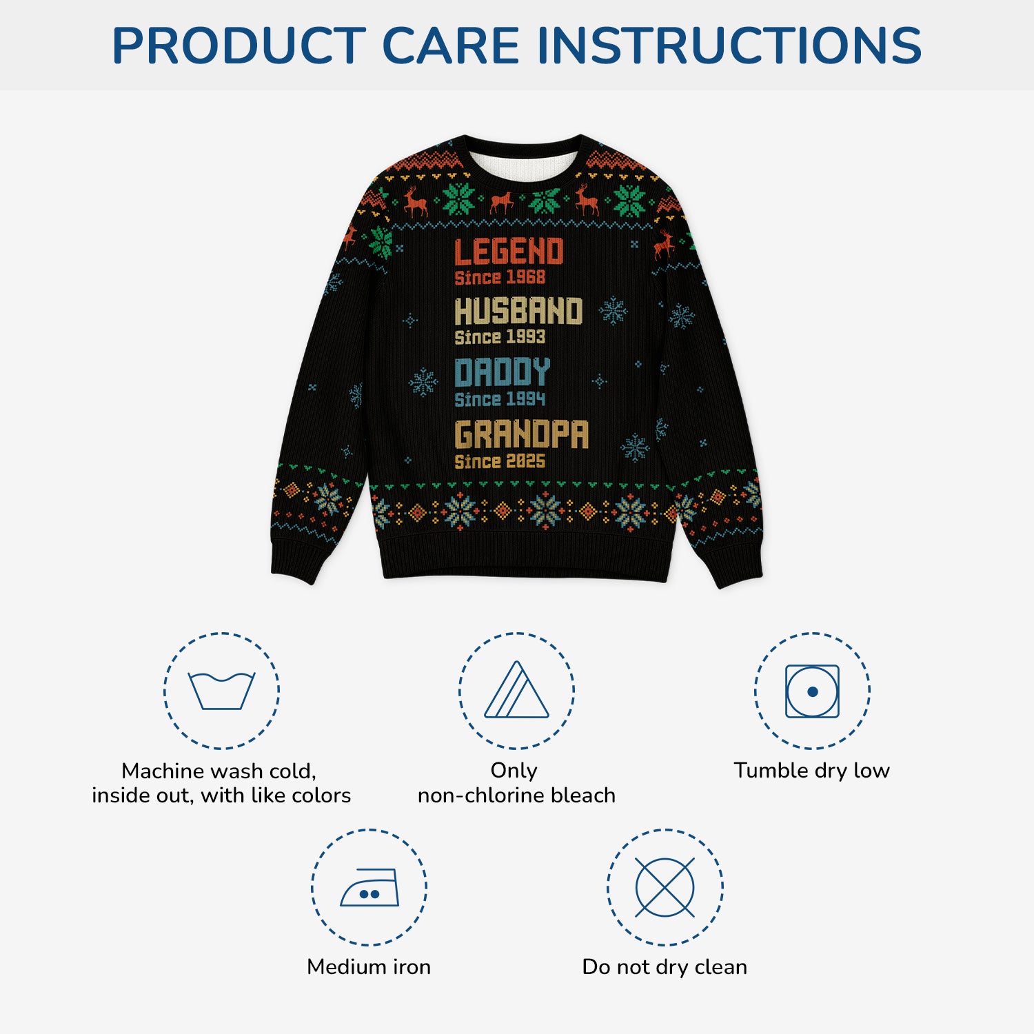 5785WUS4 personalized ugly christmas sweater legend husband dad grandpa 5785W3HNB