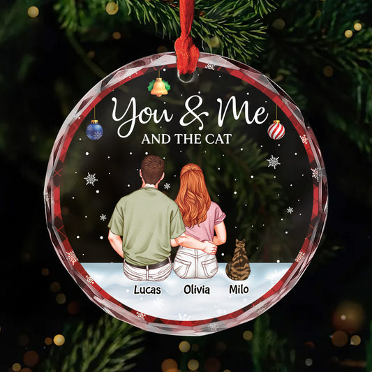 5786OUS1 custom glass couples christmas ornaments you me and the cats_ 5786OKT0D