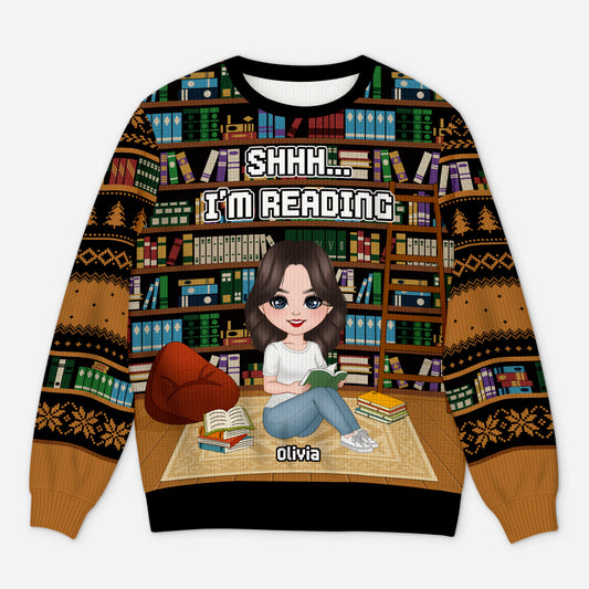 5788WUS1 personalized ugly christmas sweater women gifts for book lovers 5788W3QMA