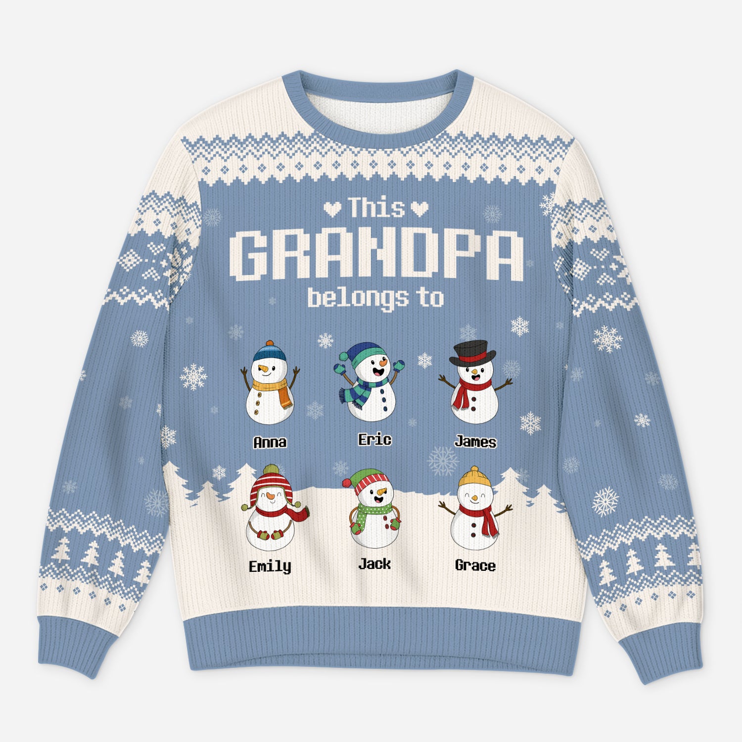 5791WUS1 custom gifts for grandpa grandma ugly christmas sweater snowman 5791WKZNB