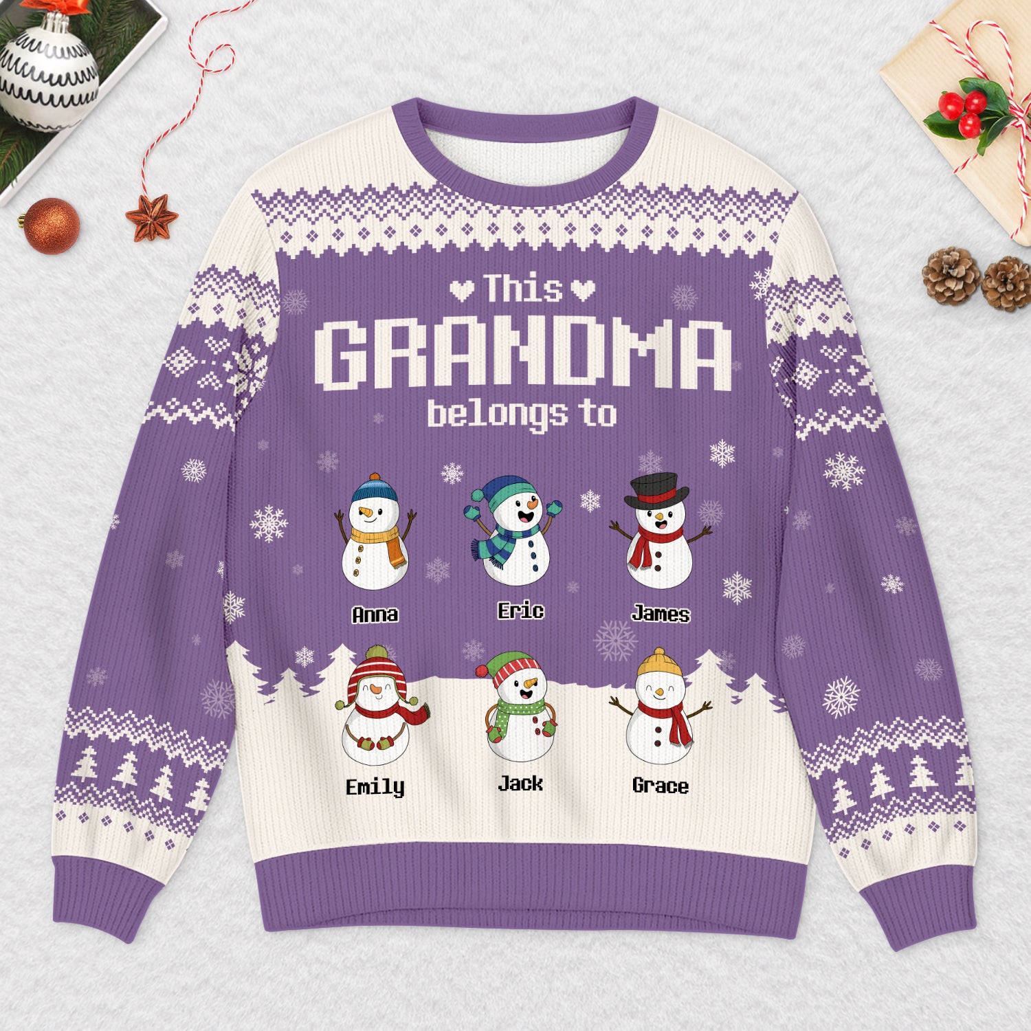5791WUS2 custom gifts for grandpa grandma ugly christmas sweater snowman 5791WKZNB