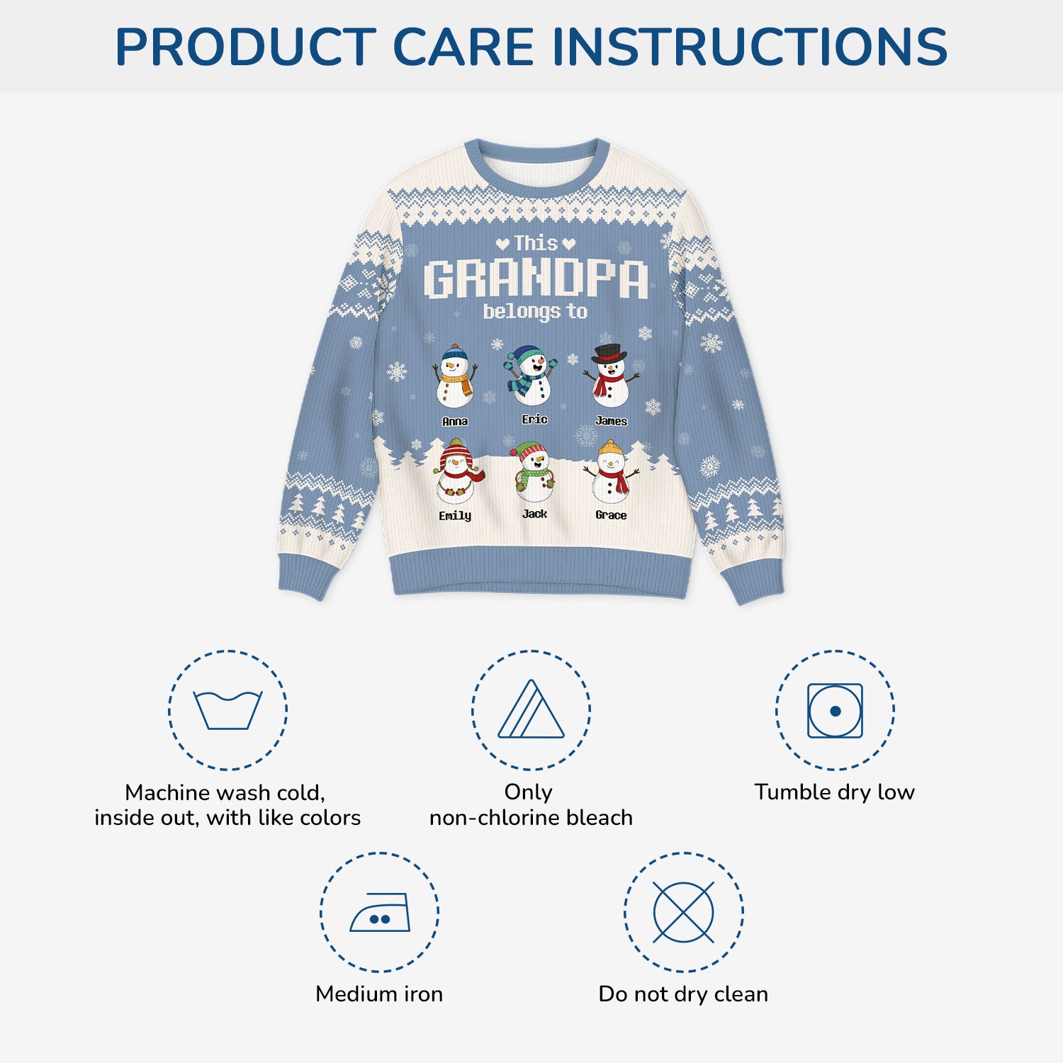 5791WUS4 custom gifts for grandpa grandma ugly christmas sweater snowman 5791WKZNB