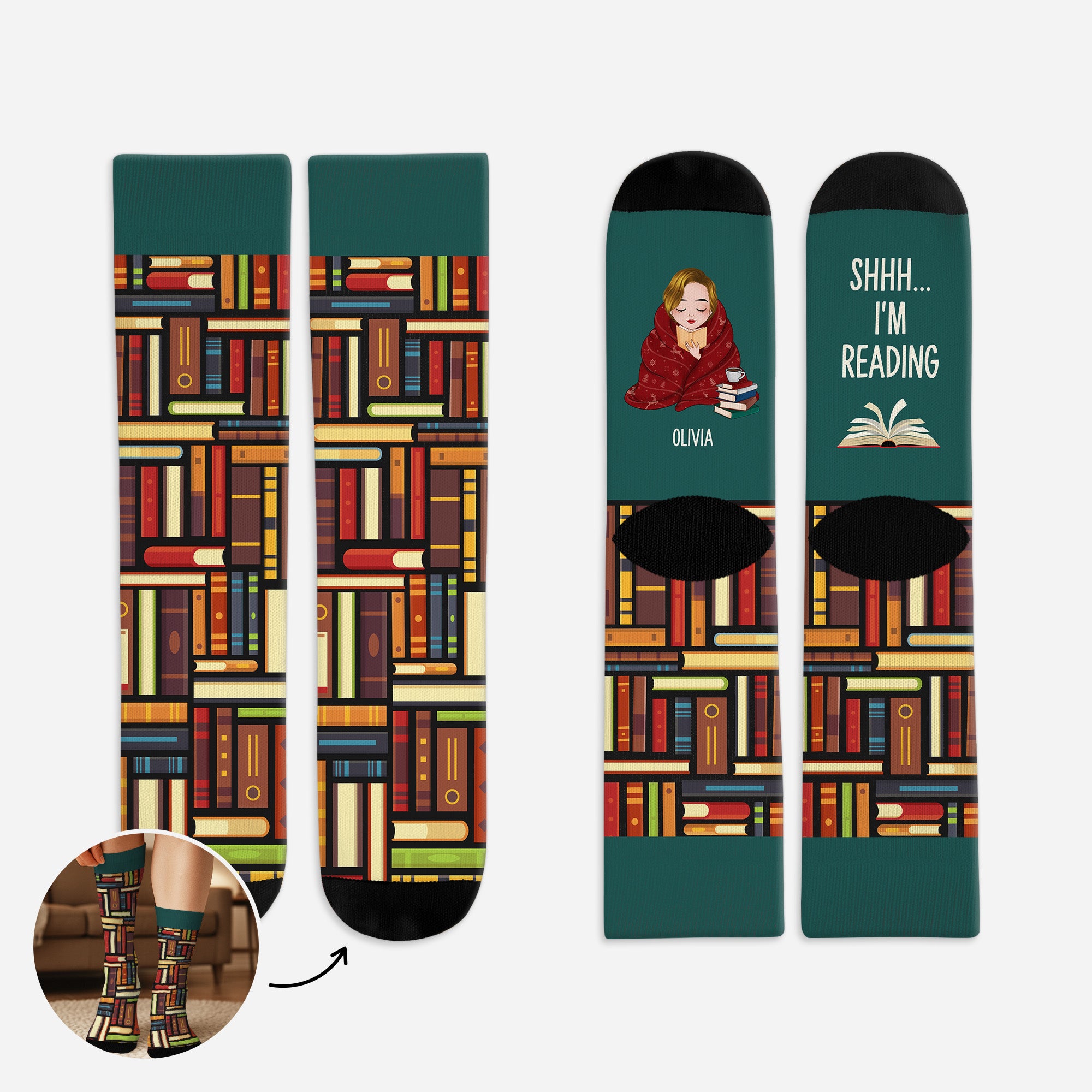 5792JUS1 personalized gifts for book lovers im reading socks for her 5792J8LNA_35163c25 6dae 4ef6 97ab 557abb758bc8