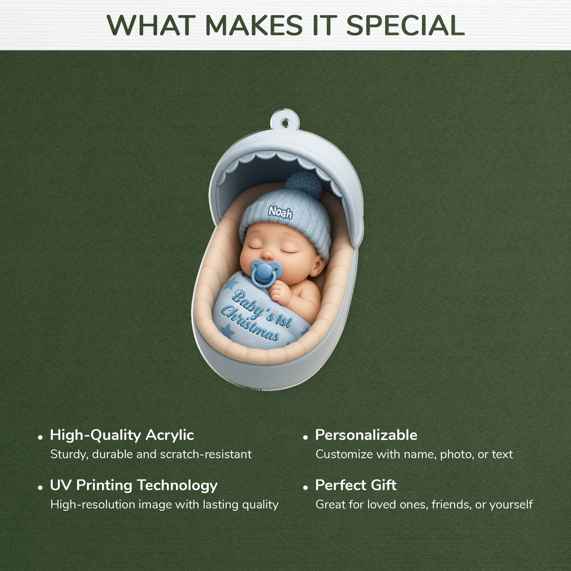 5793OUS4 3d printing effect personalized acrylic ornaments babys 1st christmas gifts 5793OKZTK