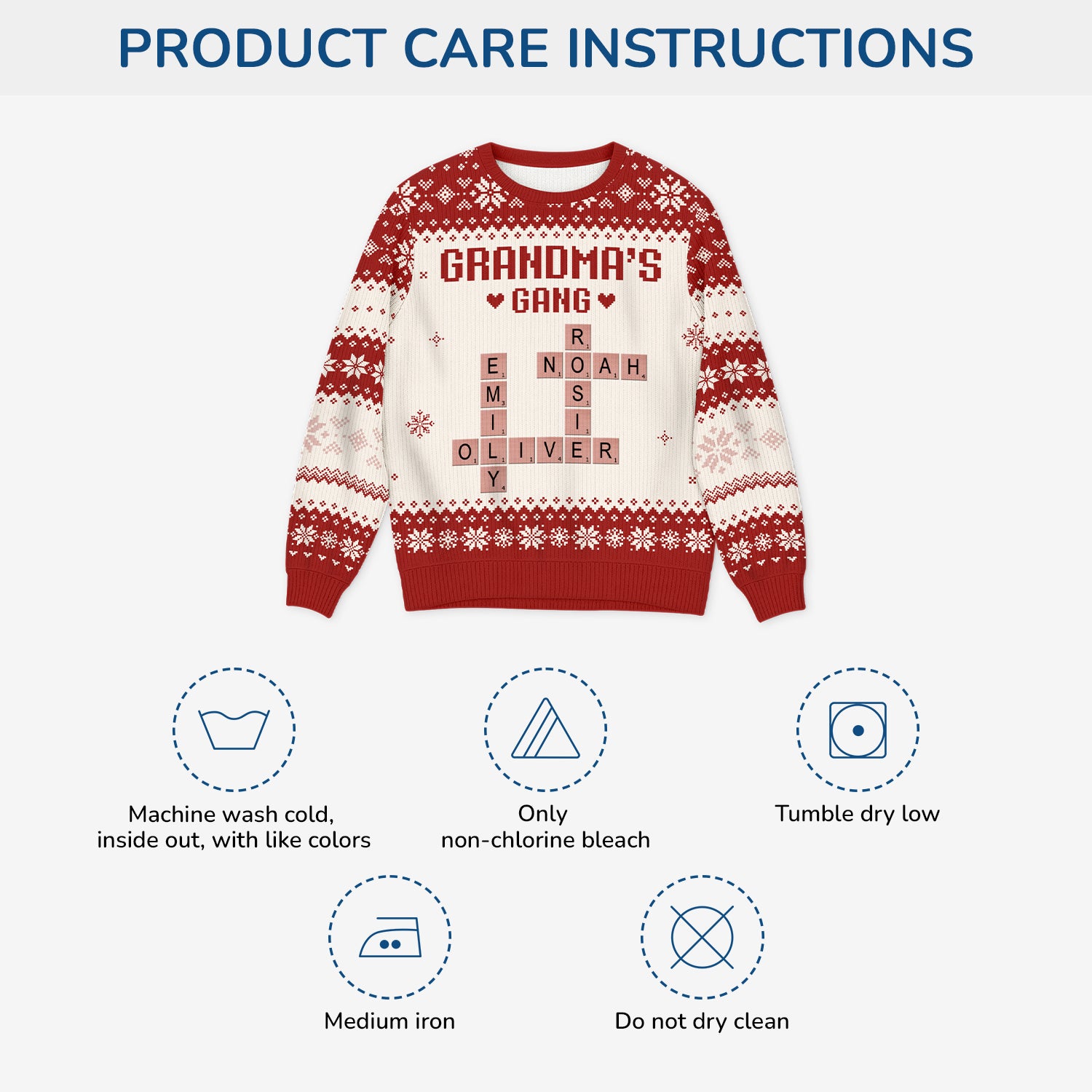 5794WUS4 personalized gifts for grandma crossword ugly christmas sweater 5794W