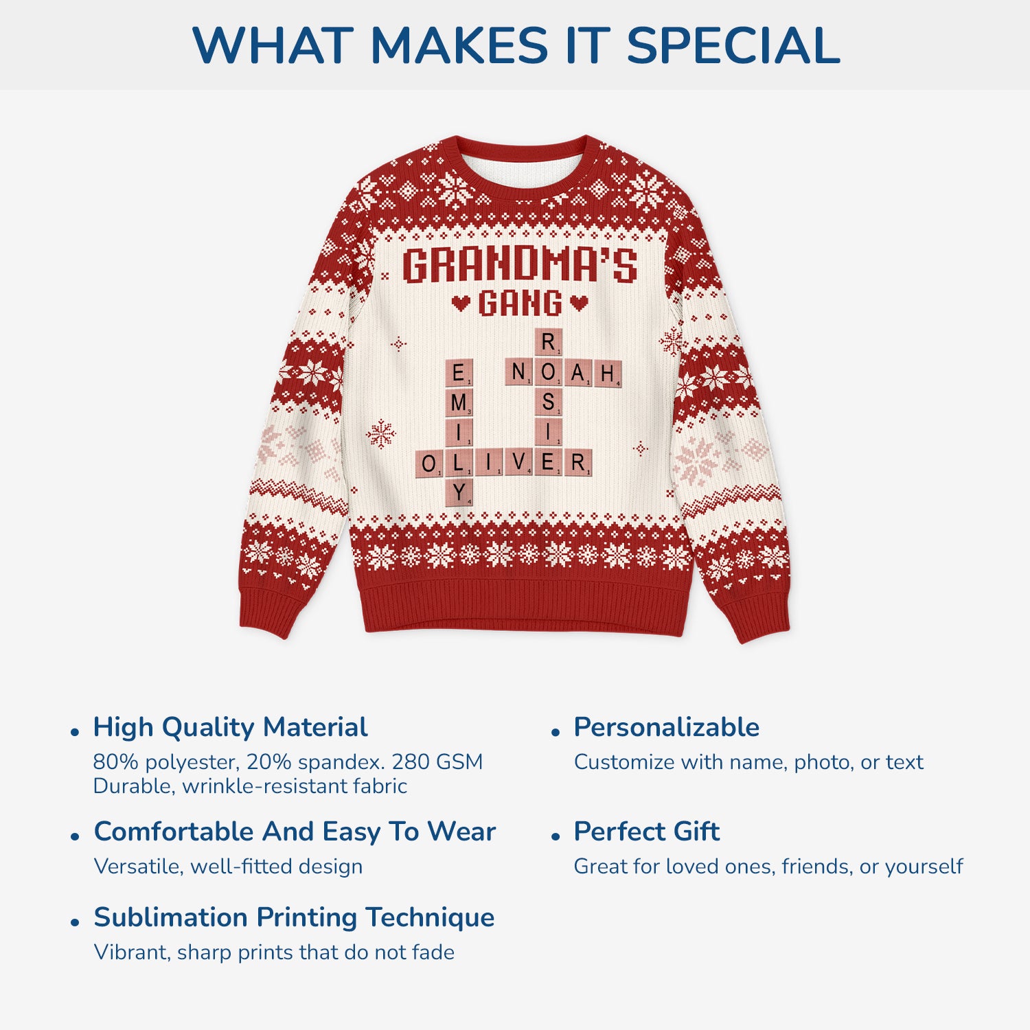 5794WUS5 personalized gifts for grandma crossword ugly christmas sweater 5794W