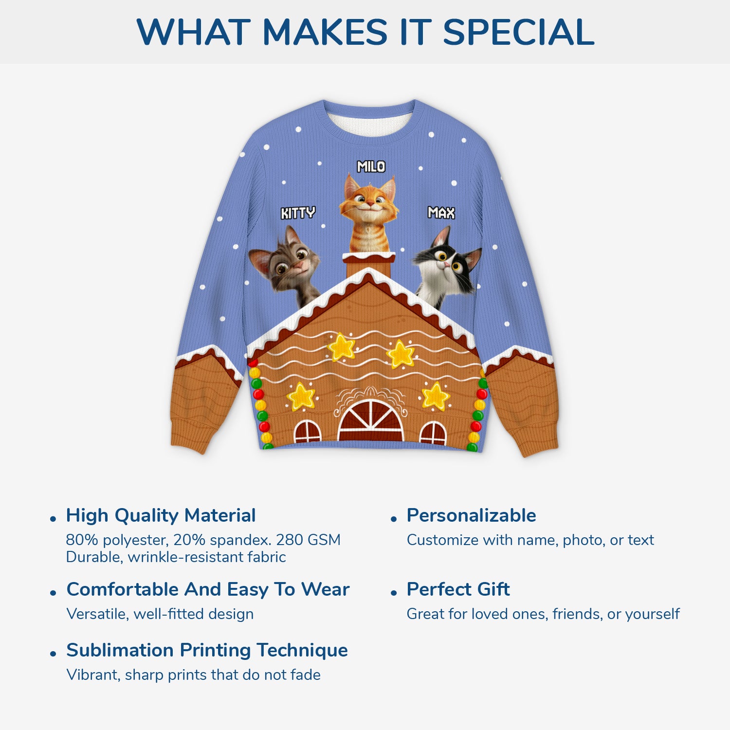 5796WUS5 personal gifts for cat lovers cat ugly christmas sweater 5796W