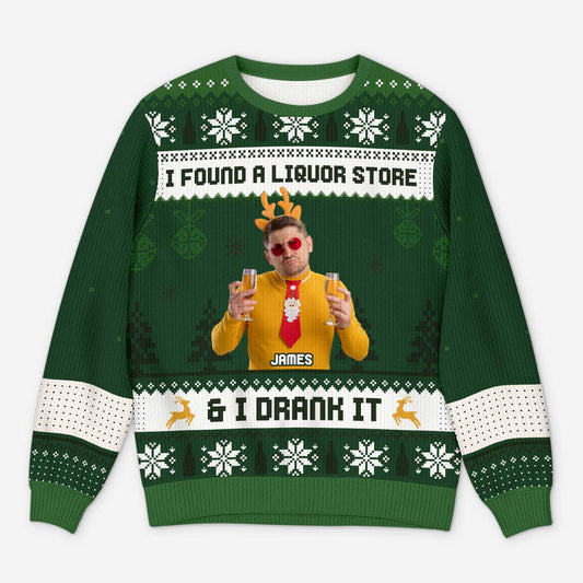 5798WUS1 custom photo ugly christmas sweater gifts for alcohol lovers 5798WKZCB