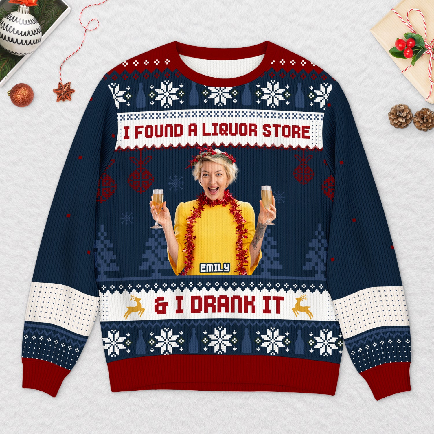 5798WUS2 custom photo ugly christmas sweater gifts for alcohol lovers 5798WKZCB