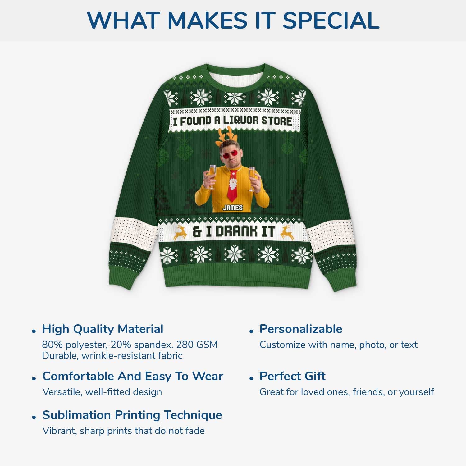 5798WUS5 custom photo ugly christmas sweater gifts for alcohol lovers 5798WKZCB