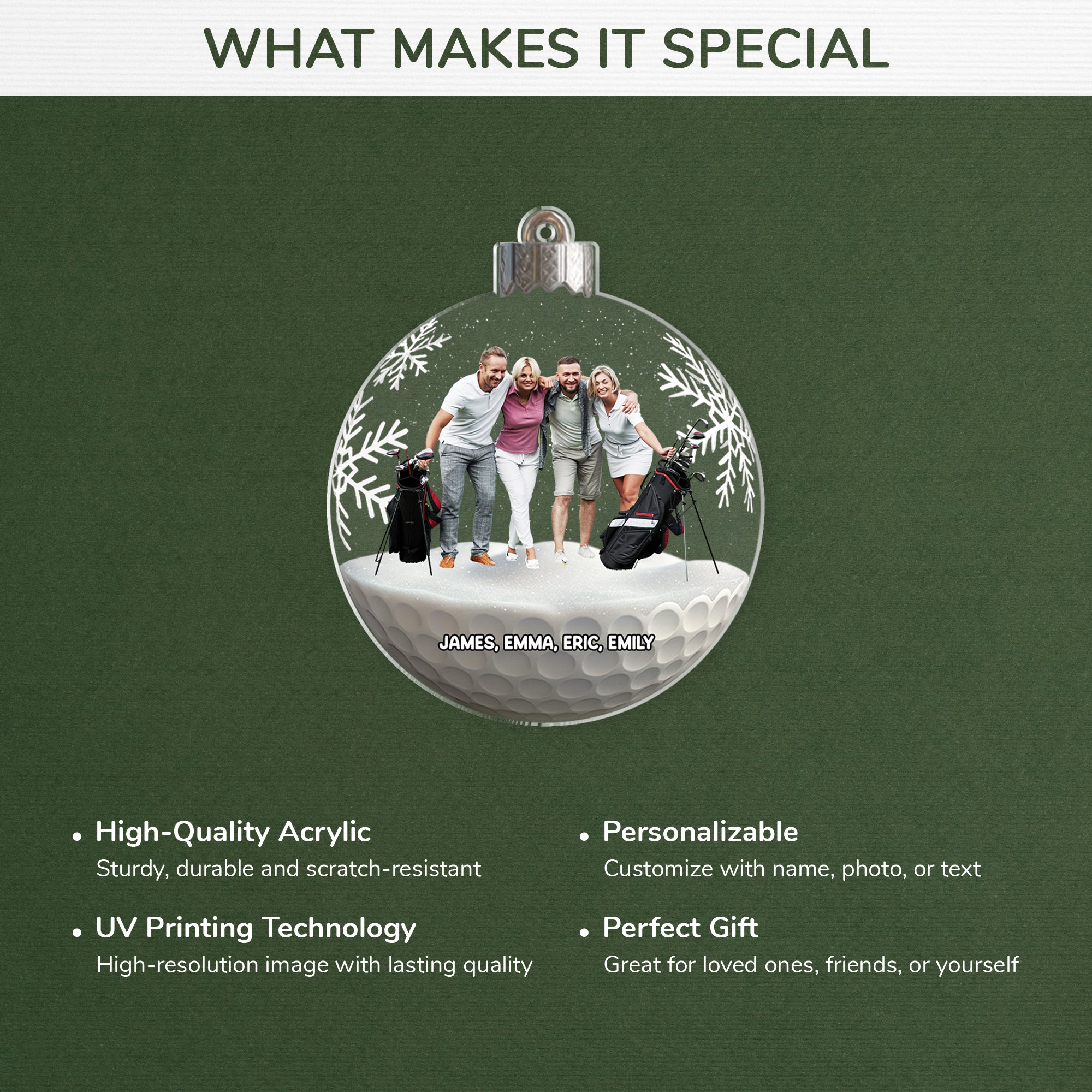 5800OUS4 personalized golf gifts acrylic christmas ornament with photo 5800OKZCB