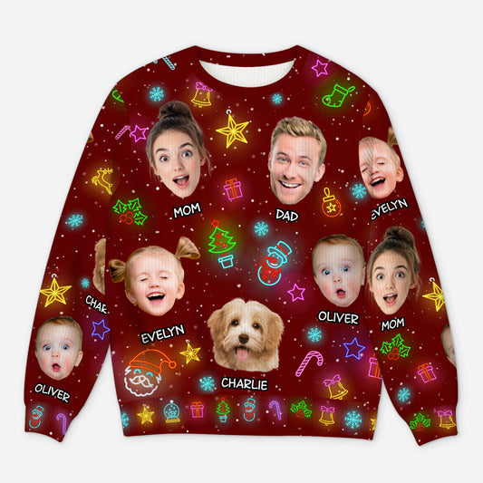 5801WUS1 custom family gifts funny ugly christmas sweater with faces 5801WTUAI