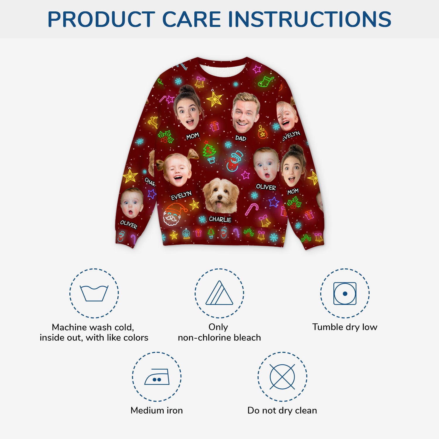 5801WUS4 custom family gifts funny ugly christmas sweater with faces 5801WTUAI