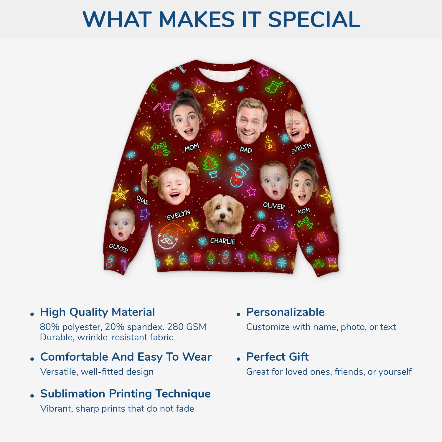 5801WUS5 custom family gifts funny ugly christmas sweater with faces 5801WTUAI