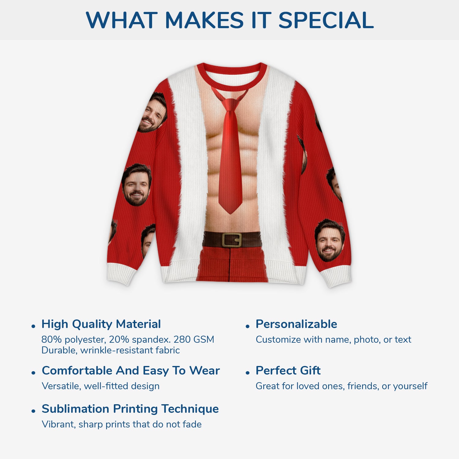 5802WUS5 funny personalized gifts for him photo ugly christmas sweater 5802WTQZB